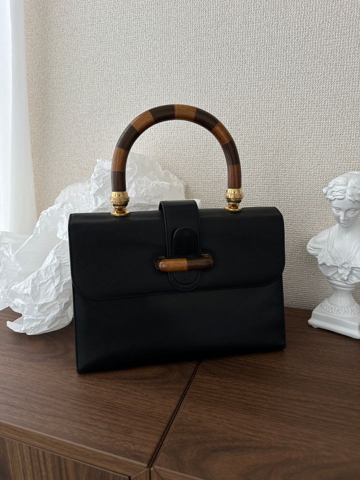Fendi Vintage Wooden Handle Box Bag 🤎✨ Rare Collector’s Treasure