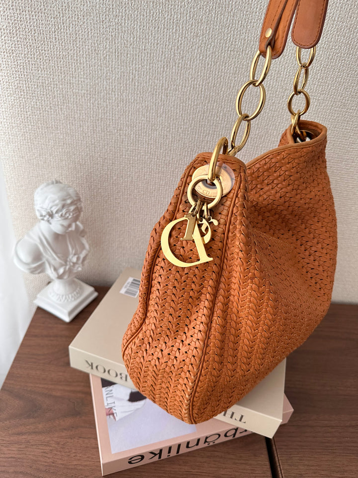 DIOR Woven Hobo Bag – Rare Brown Calfskin ✨🤎