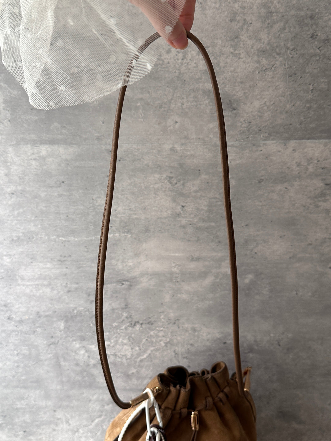Ferragamo Suede Bucket Bag 🤎｜Rich Caramel Suede × Elegant Gold Hardware × Relaxed Drawstring Silhouette