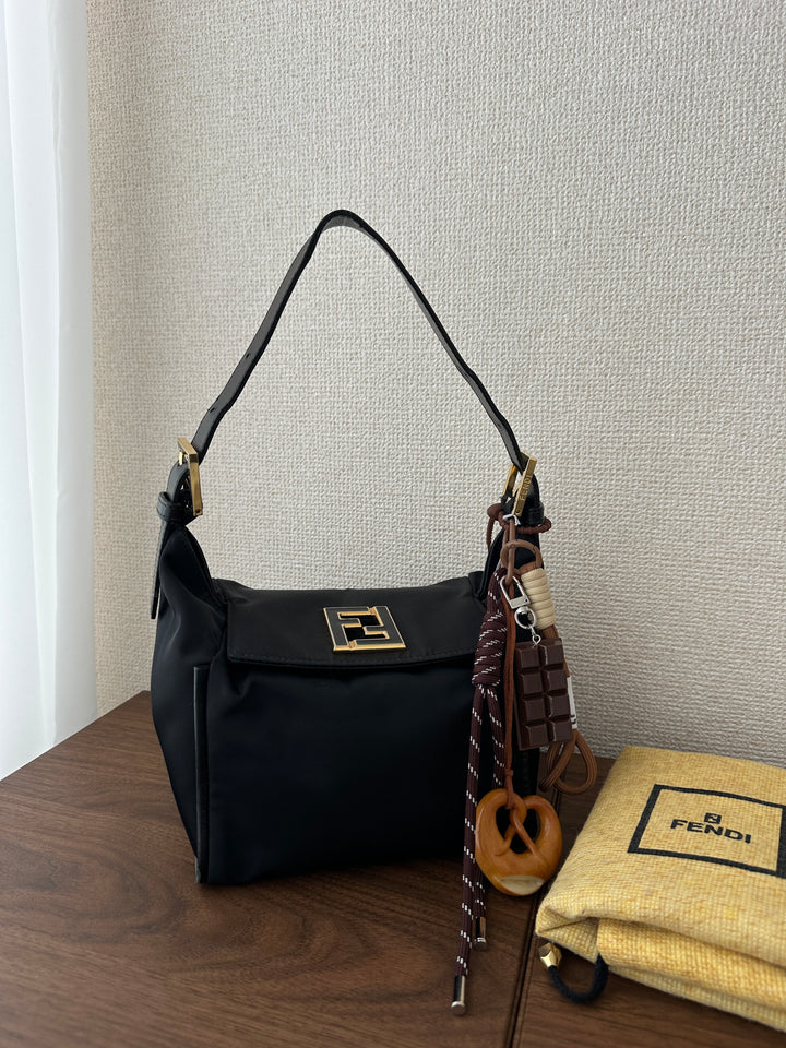 Fendi Enamel Gold Buckle Hobo 🖤✨ Rare & Chic