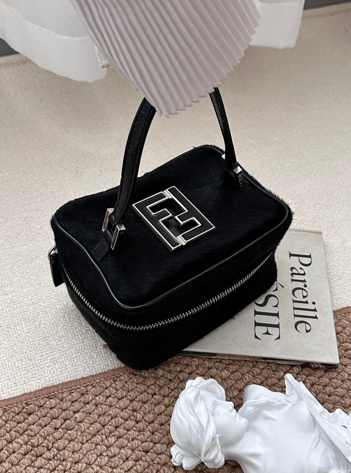 Fendi Pony Hair Mini Vanity Bag 🖤✨ Rare So Black