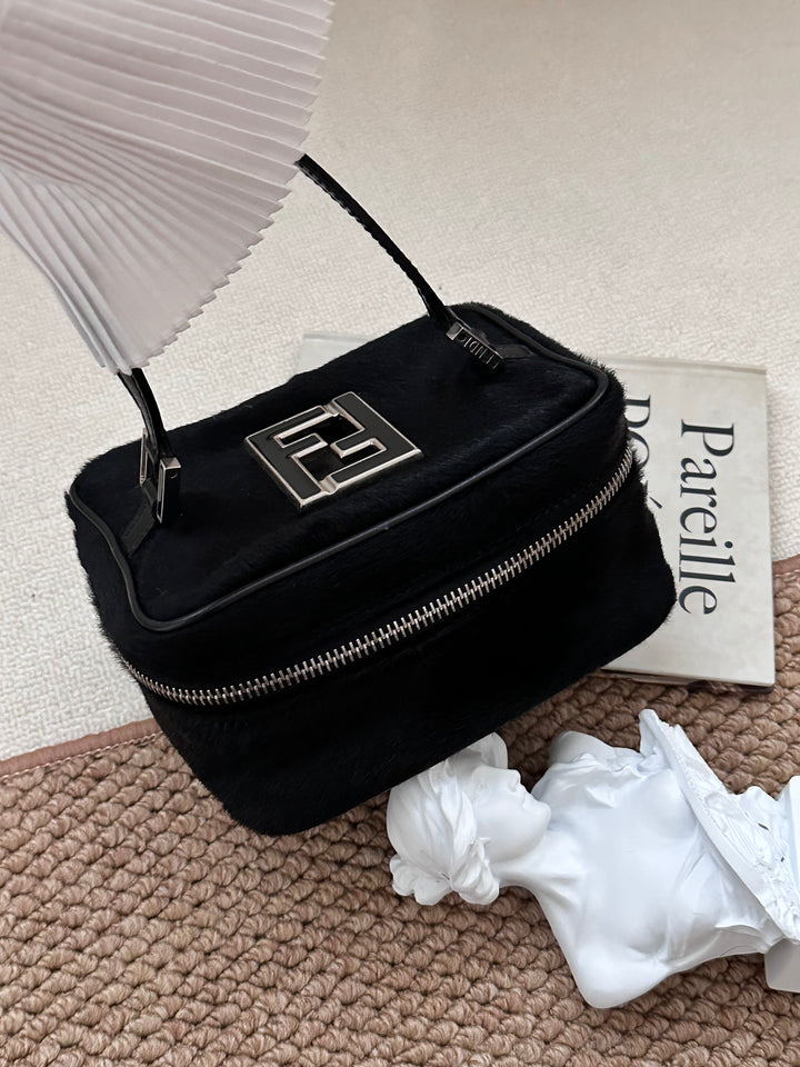 Fendi Pony Hair Mini Vanity Bag 🖤✨ Rare So Black