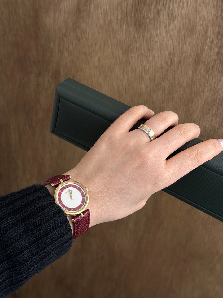 Gucci Lizard Leather Watch ❤️🖤｜Glossy Lizard Strap × Vintage Stripe Detail × Classic Gold Case