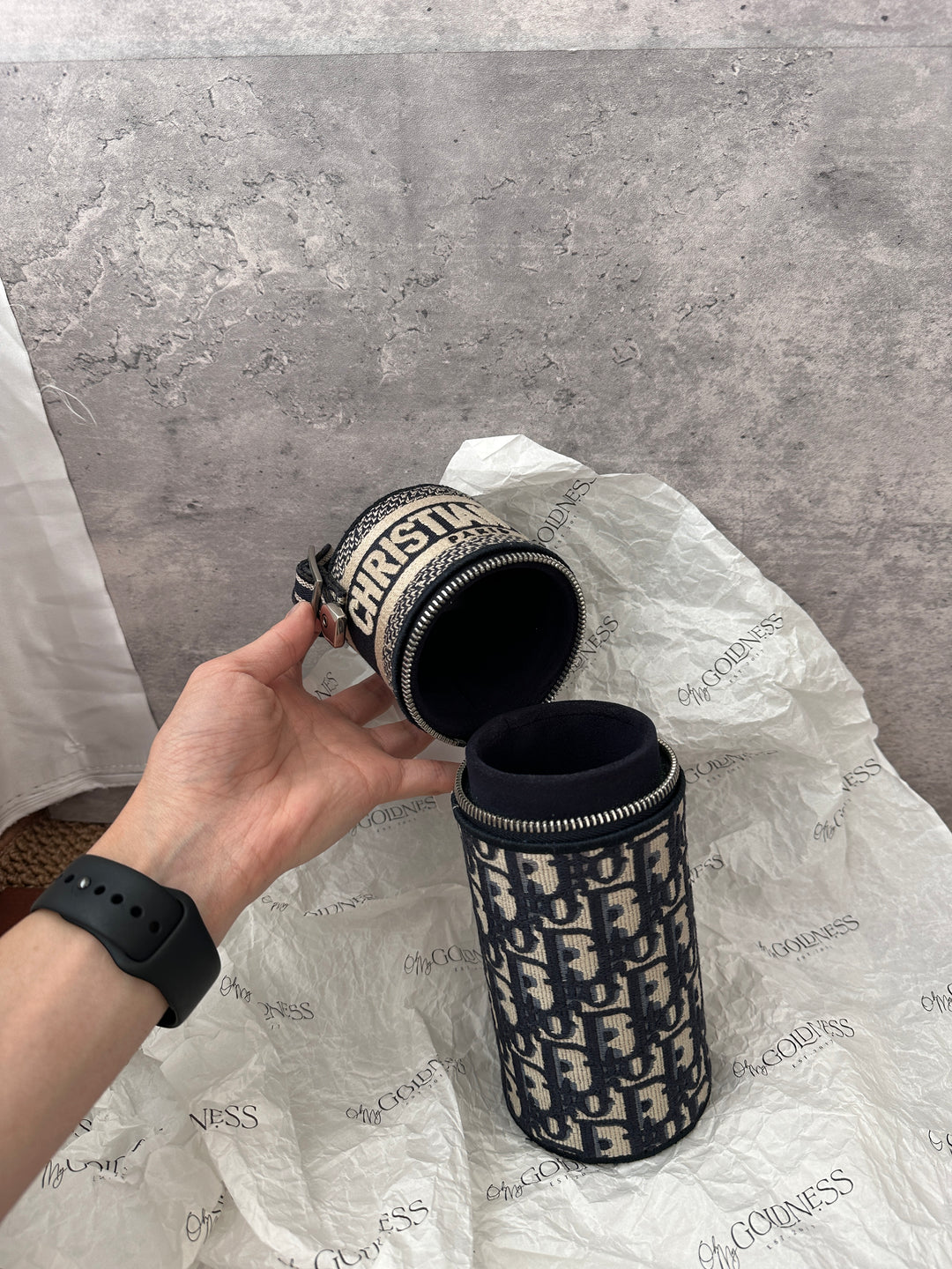 Dior Oblique Embroidery Cylinder Pouch｜Vintage Mini Barrel Bag