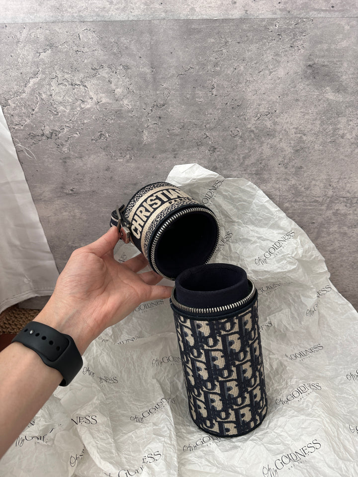 Dior Oblique Embroidery Cylinder Pouch｜Vintage Mini Barrel Bag