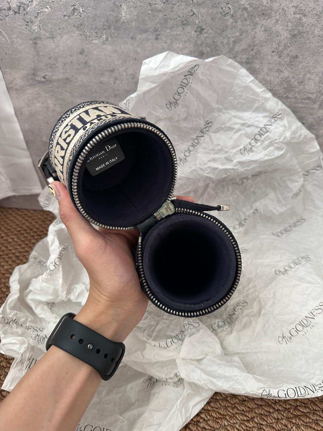 Dior Oblique Embroidery Cylinder Pouch｜Vintage Mini Barrel Bag