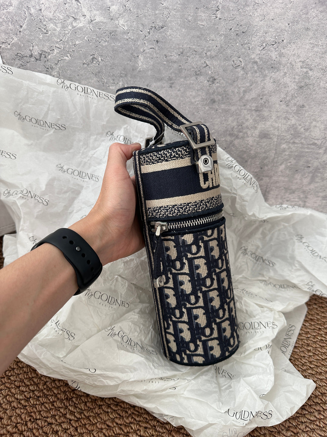 Dior Oblique Embroidery Cylinder Pouch｜Vintage Mini Barrel Bag