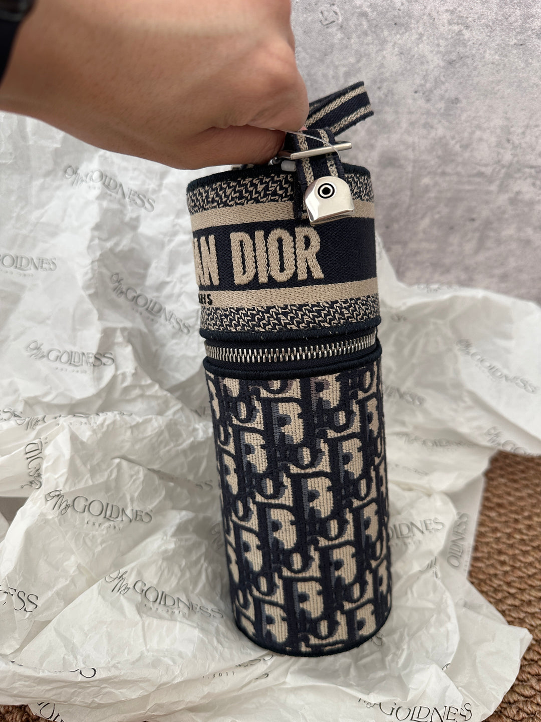 Dior Oblique Embroidery Cylinder Pouch｜Vintage Mini Barrel Bag