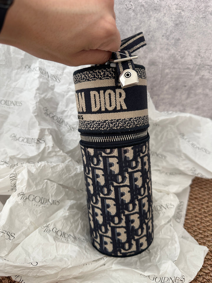 Dior Oblique Embroidery Cylinder Pouch｜Vintage Mini Barrel Bag
