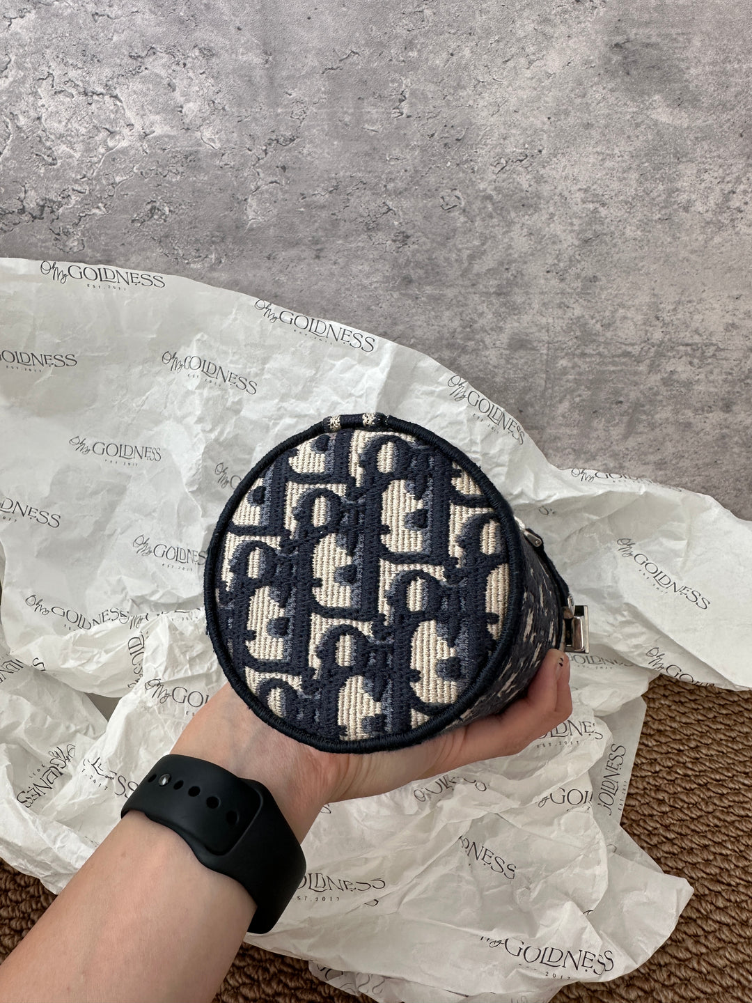 Dior Oblique Embroidery Cylinder Pouch｜Vintage Mini Barrel Bag