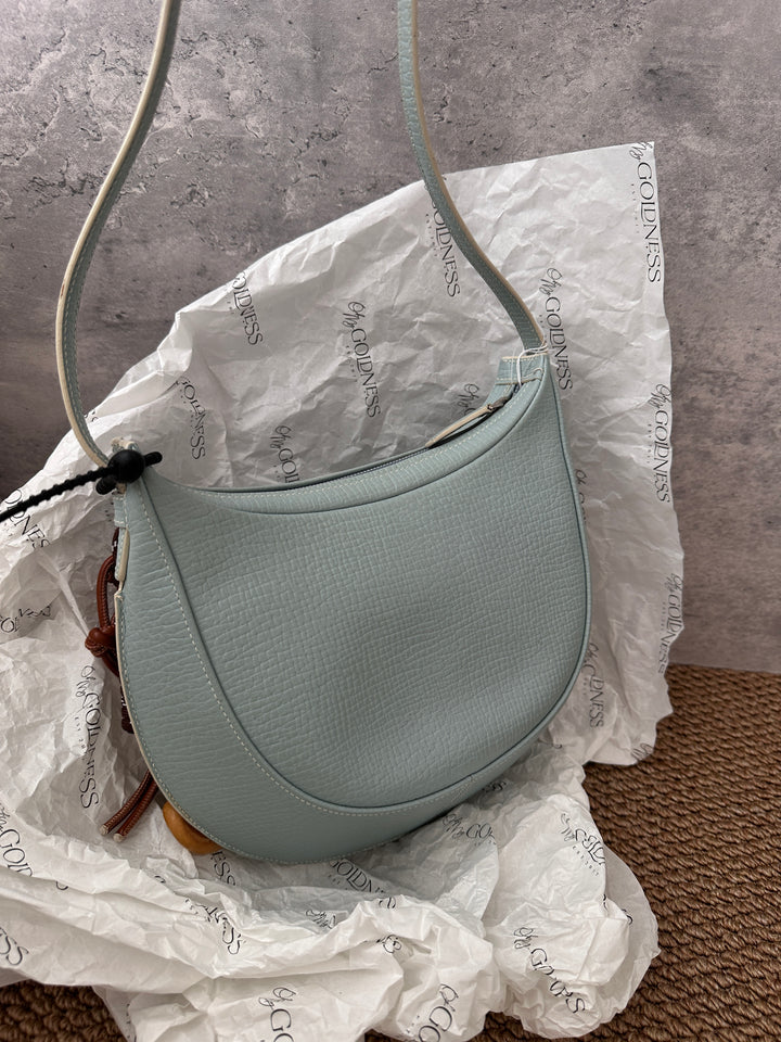 LOEWE Misty Blue Half-Moon Shoulder Bag 🩵｜Chic Structured Design