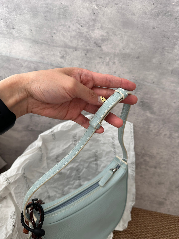 LOEWE Misty Blue Half-Moon Shoulder Bag 🩵｜Chic Structured Design