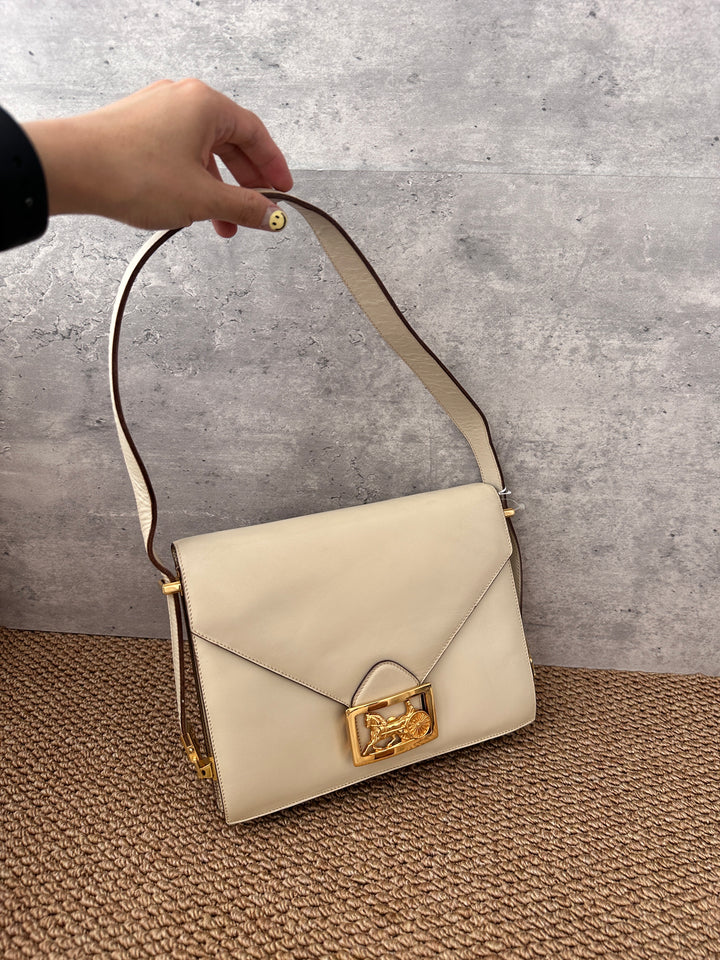 CELINE Large Carriage Buckle Envelope Bag 🤍｜Rare Cream Color Vintage Treasure