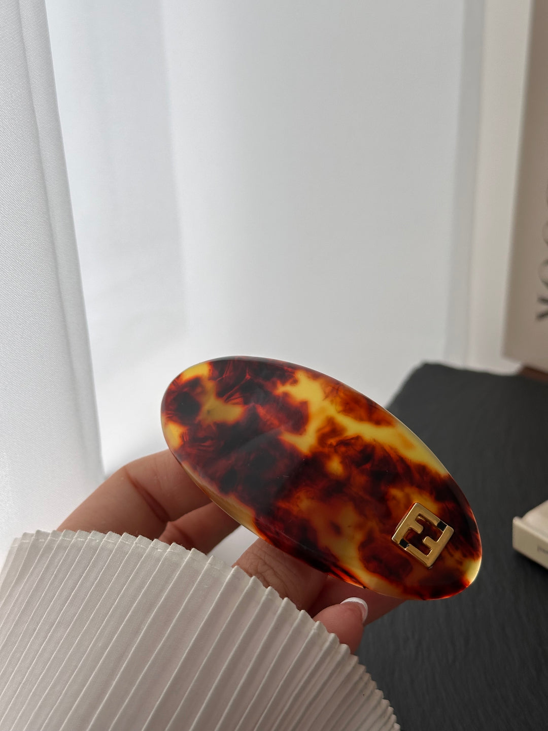 FENDI FF Tortoiseshell Hair Clip 🤎✨ Vintage Beauty