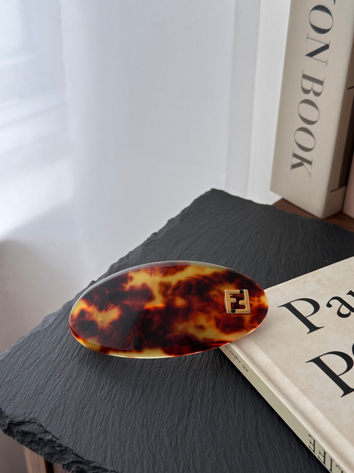 FENDI FF Tortoiseshell Hair Clip 🤎✨ Vintage Beauty