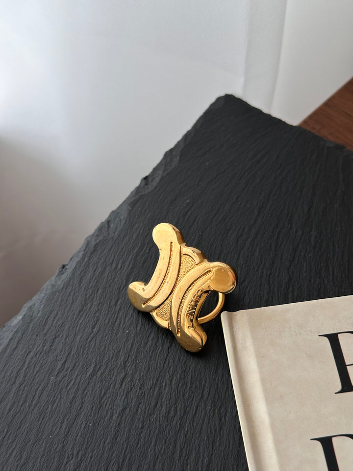 CELINE Triomphe Scarf Ring ✨ Vintage Gold Elegance