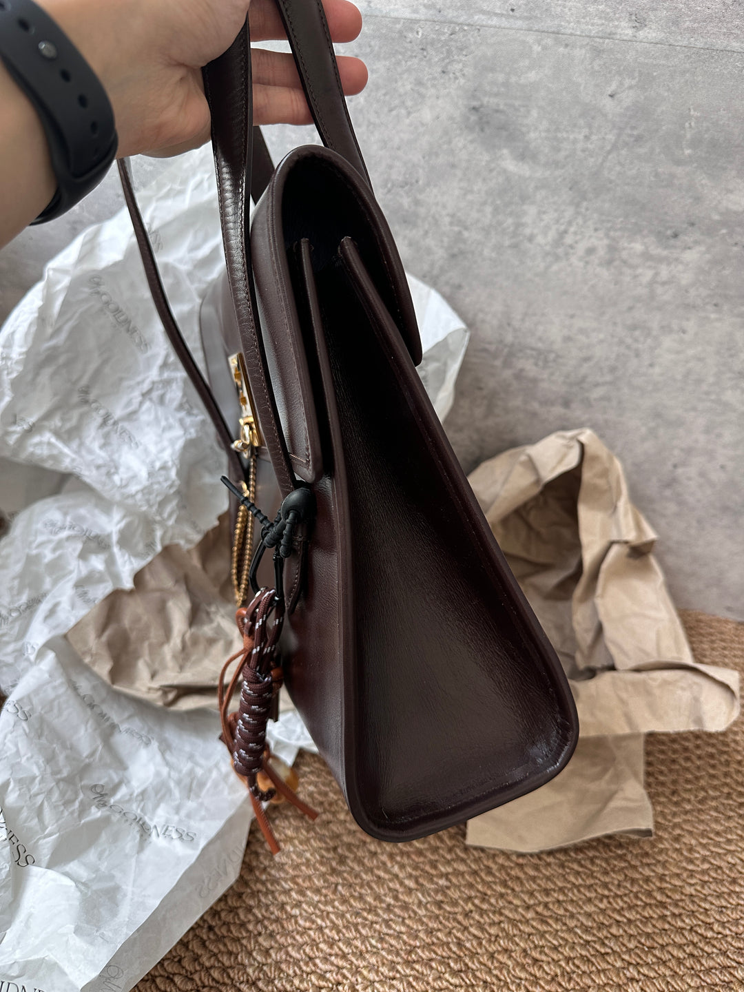 CELINE Chocolate Brown Tri-Lock Kelly with Watch Chain ✨｜Rare Vintage Icon & Collectible