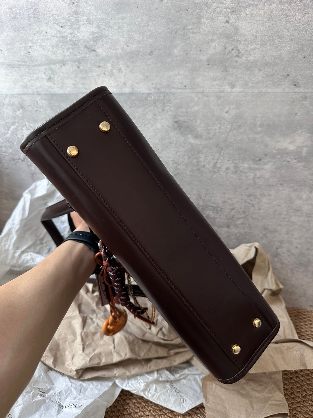 CELINE Chocolate Brown Tri-Lock Kelly with Watch Chain ✨｜Rare Vintage Icon & Collectible