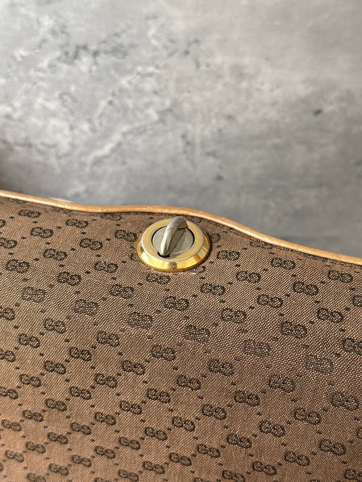 GUCCI Mini GG Canvas Box Shoulder Bag 🤎｜Monogram Canvas｜Caramel Leather｜Turn-Lock Closure