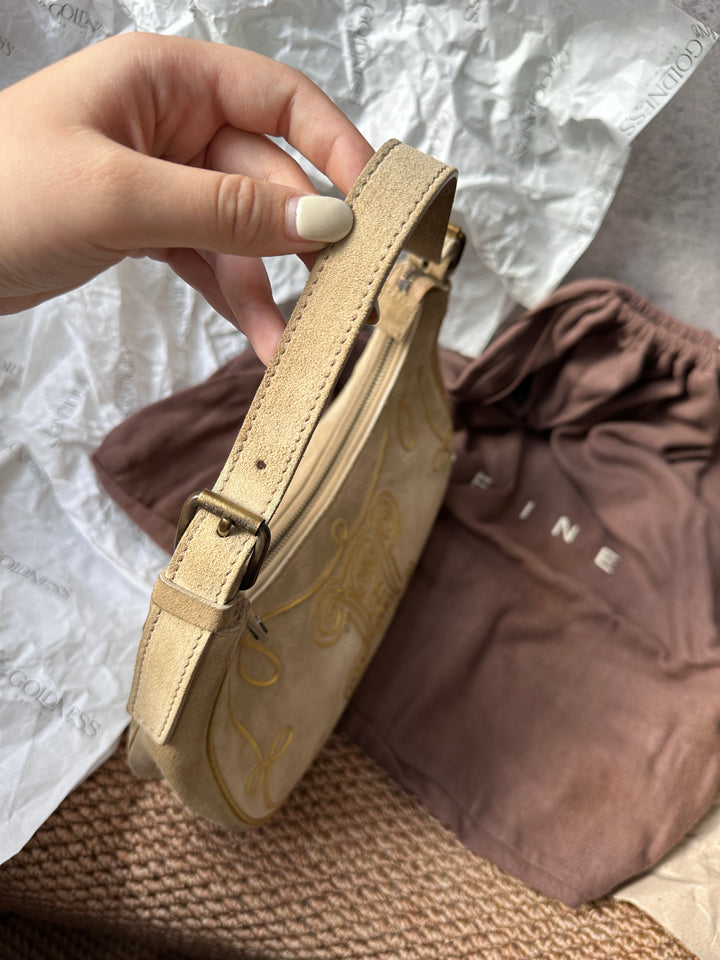 Celine Arc de Triomphe Suede Half-Moon Bag 🥐｜Rare Emblem Design with Vintage Charm