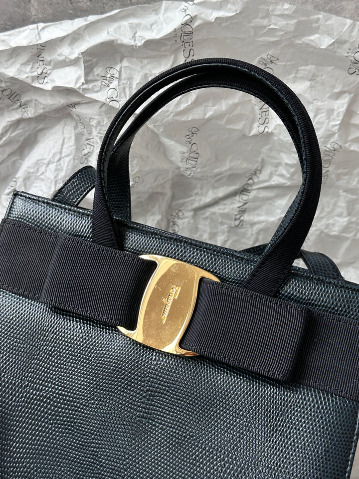 Salvatore Ferragamo Exotic Lizard Skin Kelly Bag 🖤｜Rare Luxury with Timeless Elegance