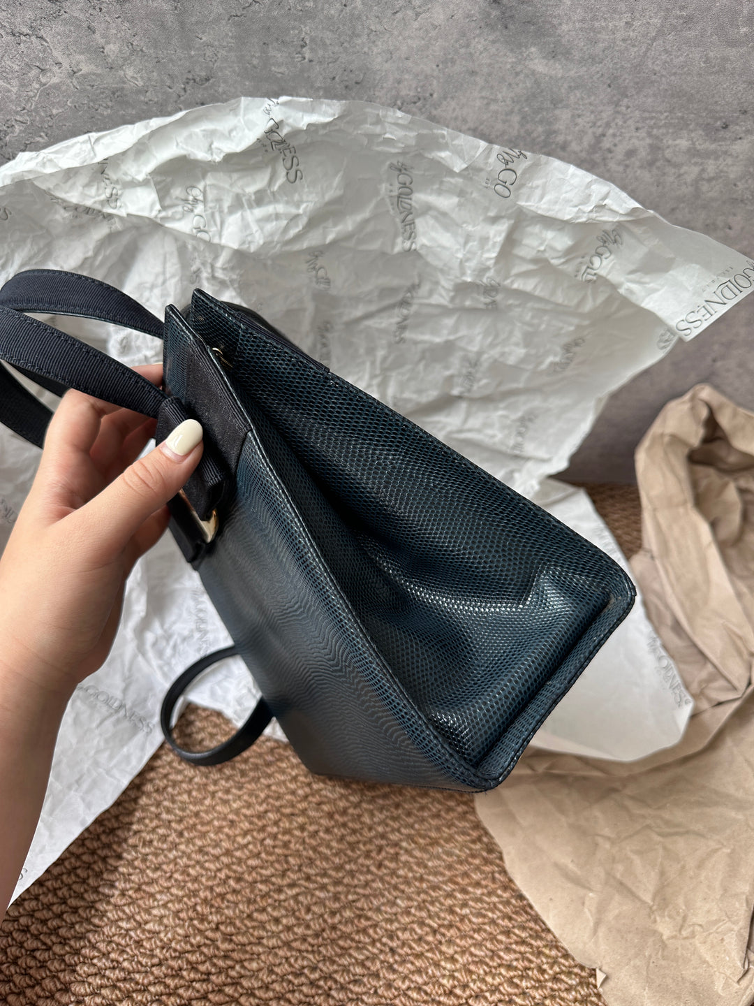 Salvatore Ferragamo Exotic Lizard Skin Kelly Bag 🖤｜Rare Luxury with Timeless Elegance