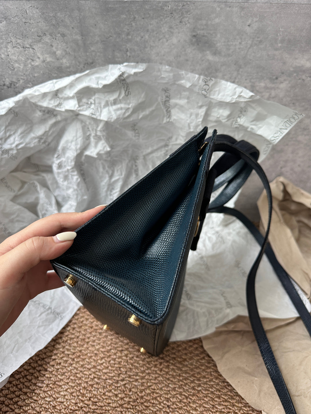 Salvatore Ferragamo Exotic Lizard Skin Kelly Bag 🖤｜Rare Luxury with Timeless Elegance