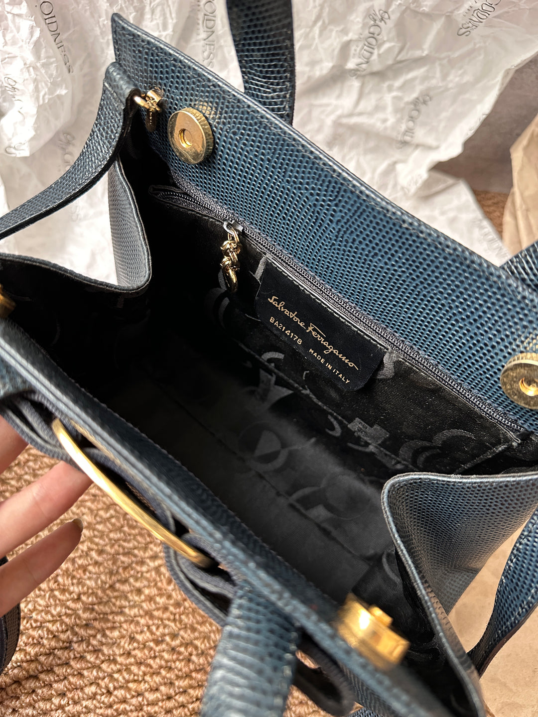 Salvatore Ferragamo Exotic Lizard Skin Kelly Bag 🖤｜Rare Luxury with Timeless Elegance