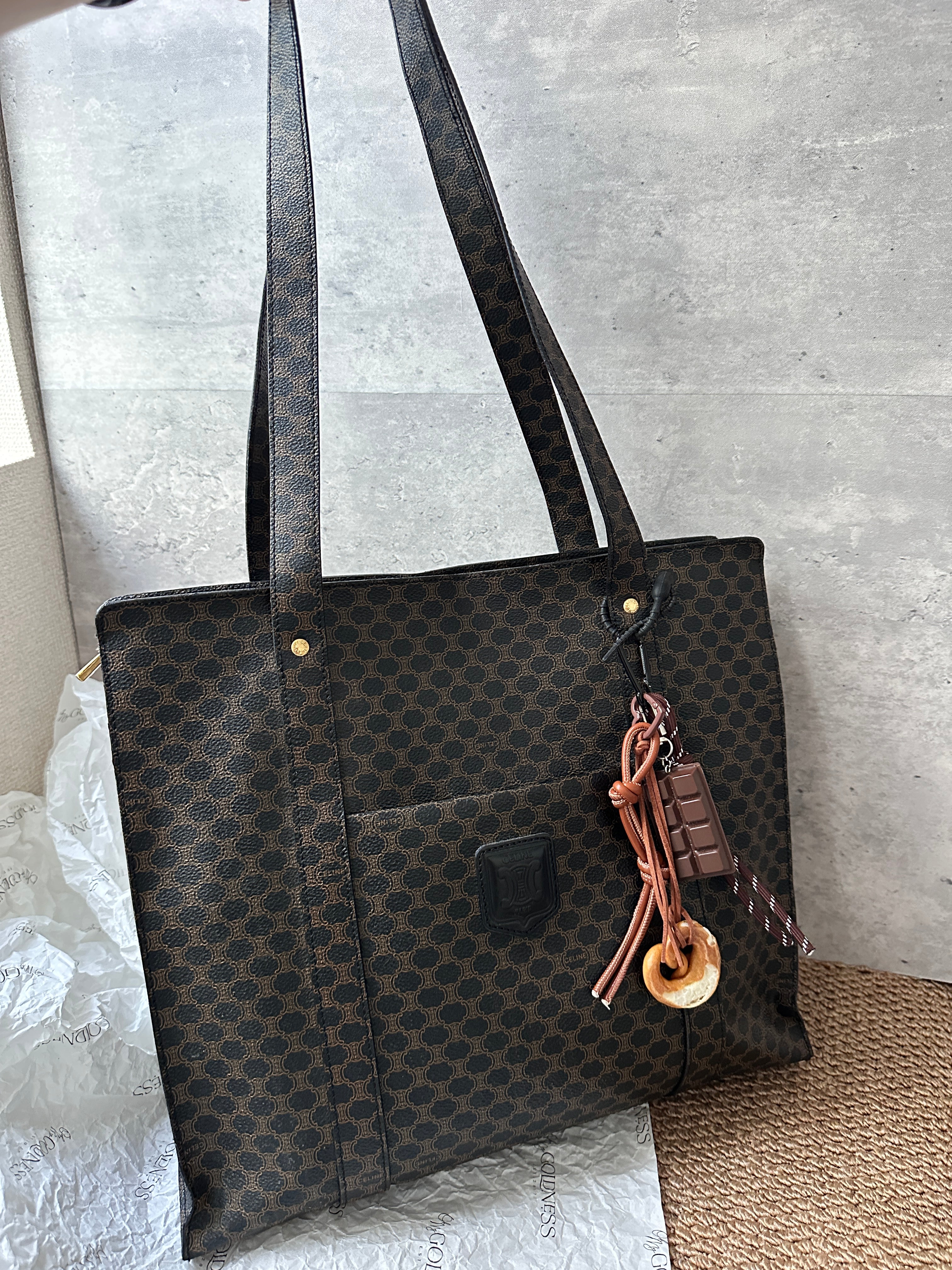 CELINE Monogram Shoulder Bag|Rare Black Pattern CELINE Monogram Shoulder Bag|Rare Black Pattern