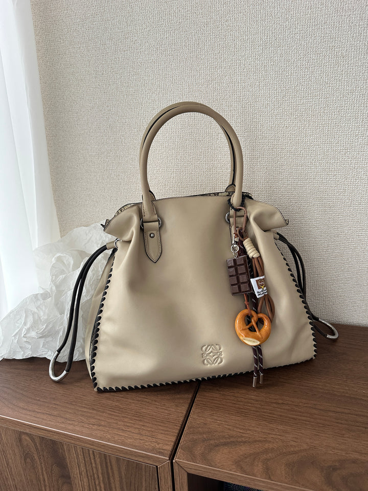 Loewe Snakeskin & Lambskin Fortune Tote🤍✨ | Exquisite Craftsmanship Meets Everyday Luxury