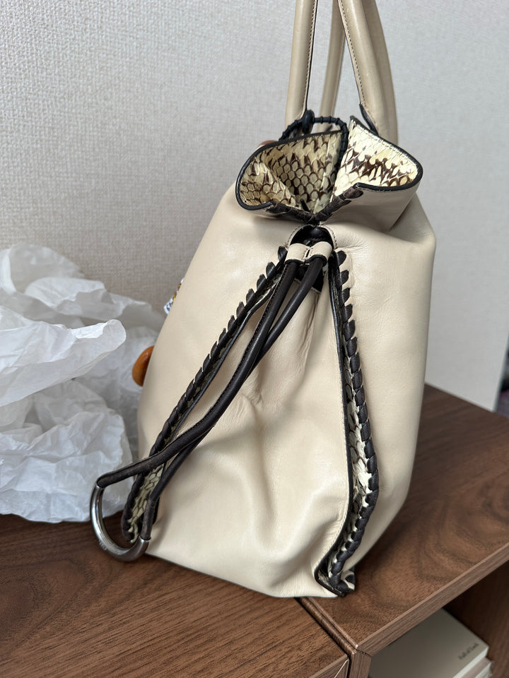 Loewe Snakeskin & Lambskin Fortune Tote🤍✨ | Exquisite Craftsmanship Meets Everyday Luxury