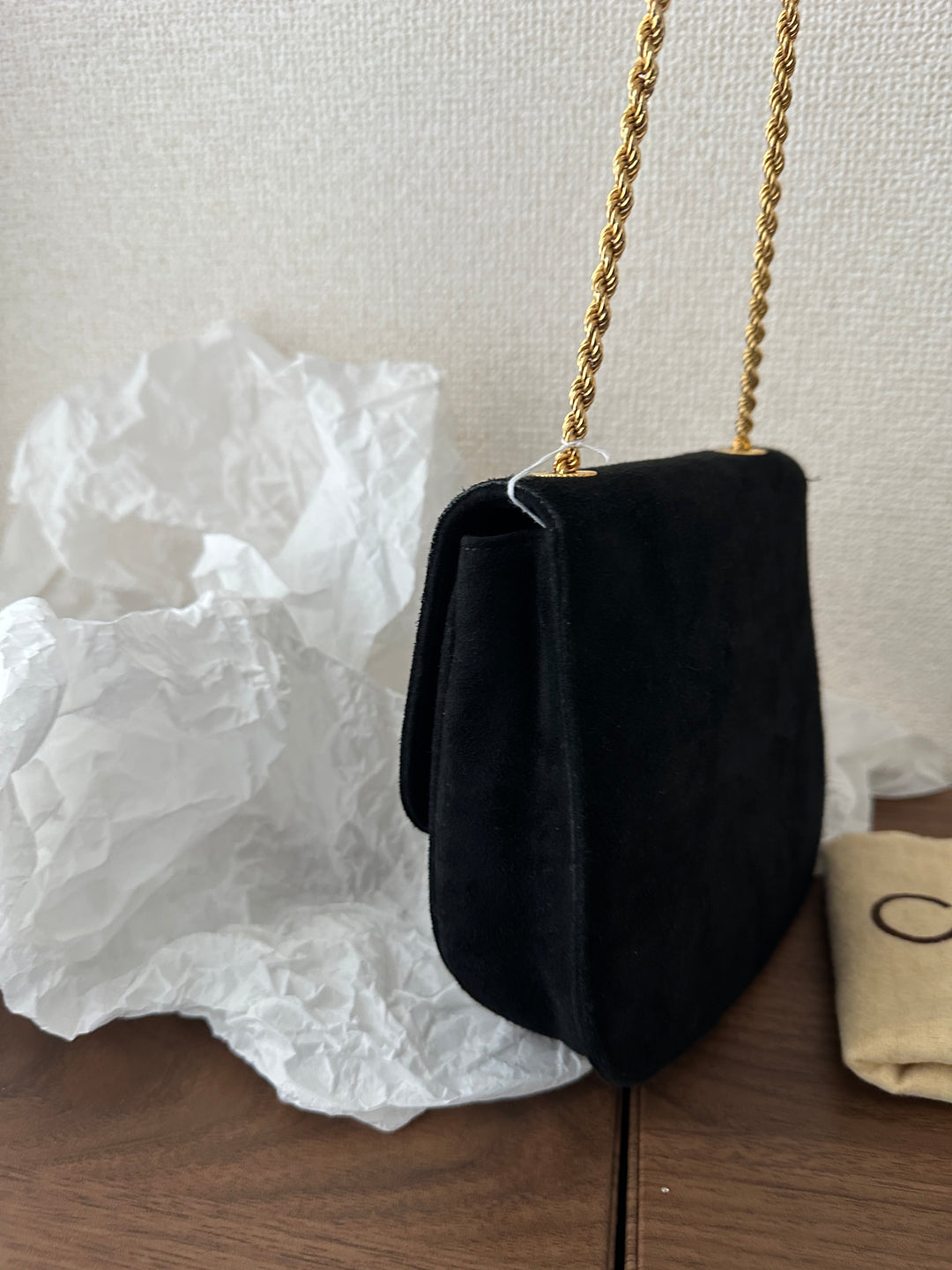 Celine Suede Triumph “Diamond Buckle” Crossbody🖤✨ | Timeless Parisian Elegance