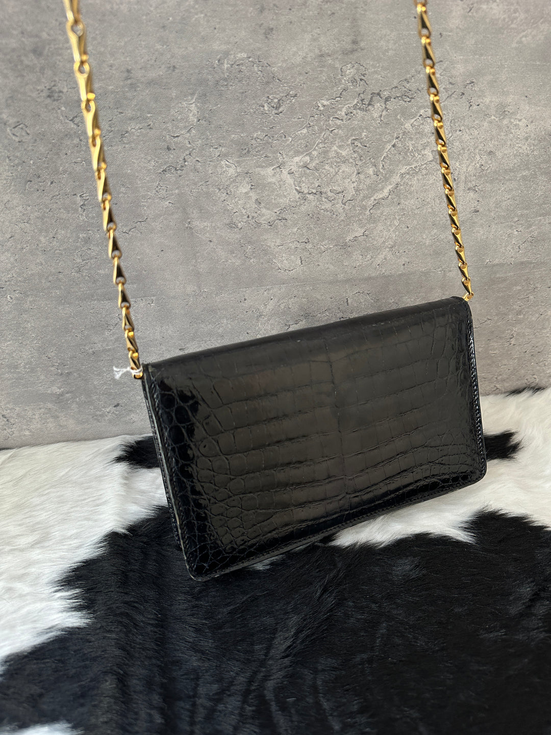 CELINE Planet Crocodile Leather Crossbody 🖤🌍｜Gold Planet Lock × Fishbone Chain × Rare Exotic