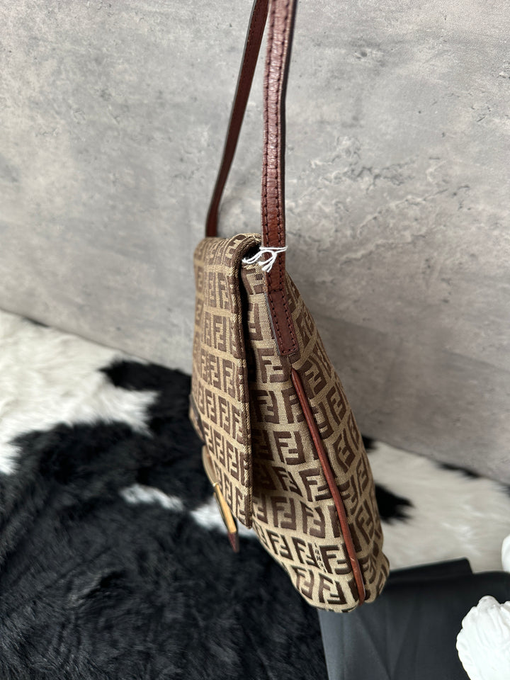 Fendi Gold Buckle Zucca Monogram Crossbody 🤎✨｜Iconic Hardware, Vintage Classic, With Dust Bag