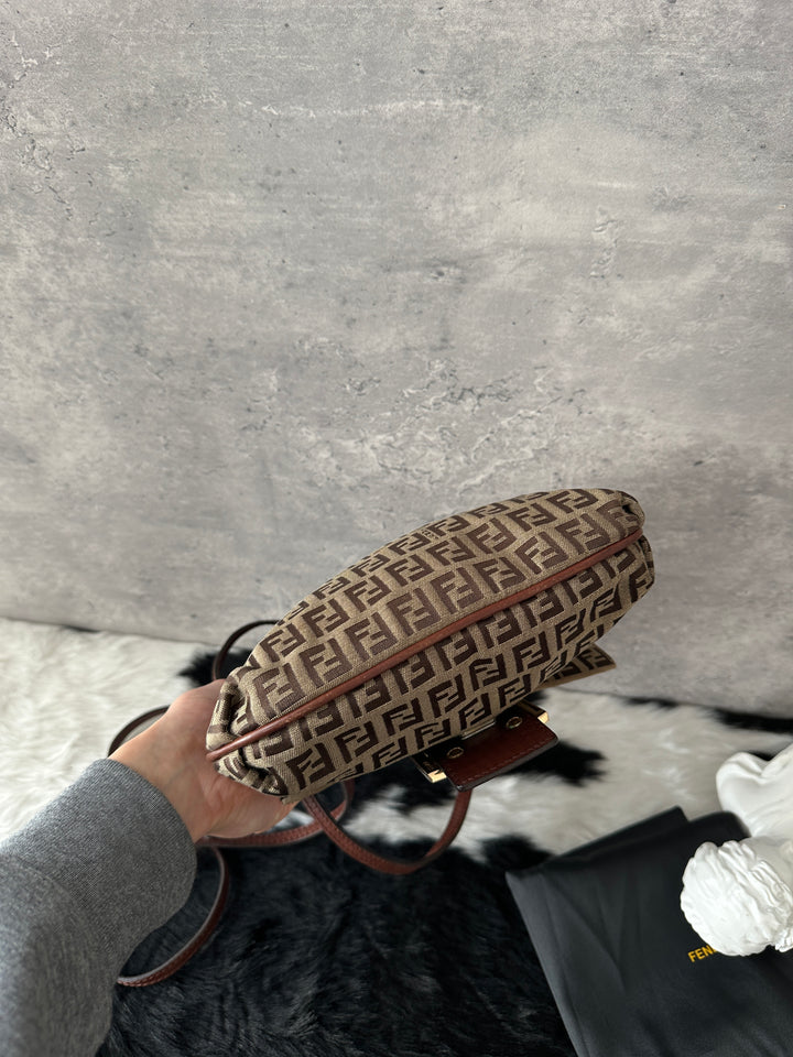 Fendi Gold Buckle Zucca Monogram Crossbody 🤎✨｜Iconic Hardware, Vintage Classic, With Dust Bag
