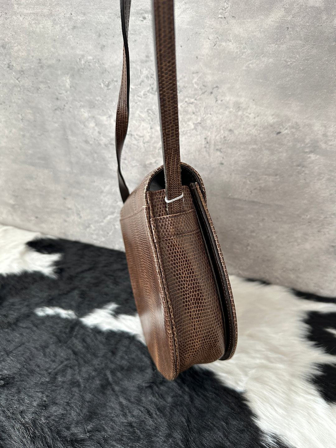 Yves Saint Laurent Lizard Leather Crossbody Bag 🤎🍫｜Rare Exotic Leather, Chocolate Brown, Vintage Treasure