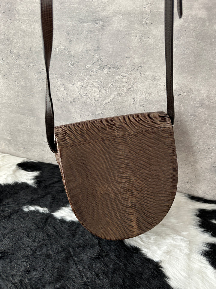 Yves Saint Laurent Lizard Leather Crossbody Bag 🤎🍫｜Rare Exotic Leather, Chocolate Brown, Vintage Treasure