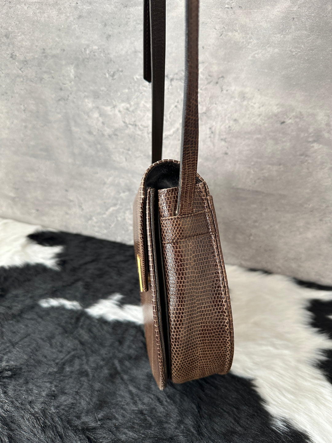 Yves Saint Laurent Lizard Leather Crossbody Bag 🤎🍫｜Rare Exotic Leather, Chocolate Brown, Vintage Treasure
