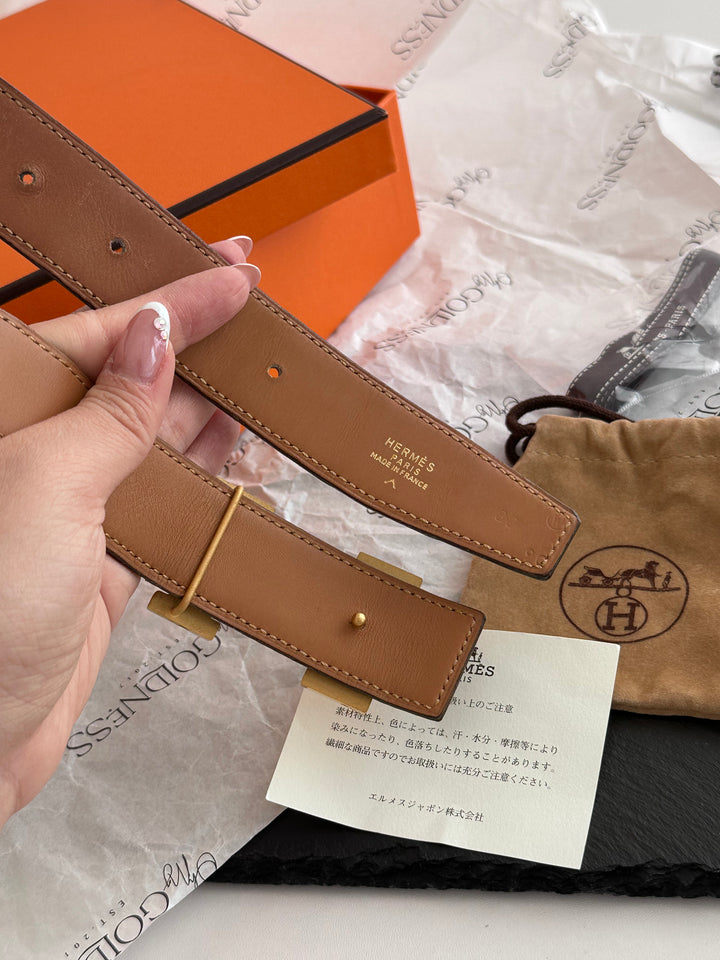 Hermes Constance Belt — Black Crocodile Leather with Gold “H” Buckle 🖤💛 Full Set, Size 80cm