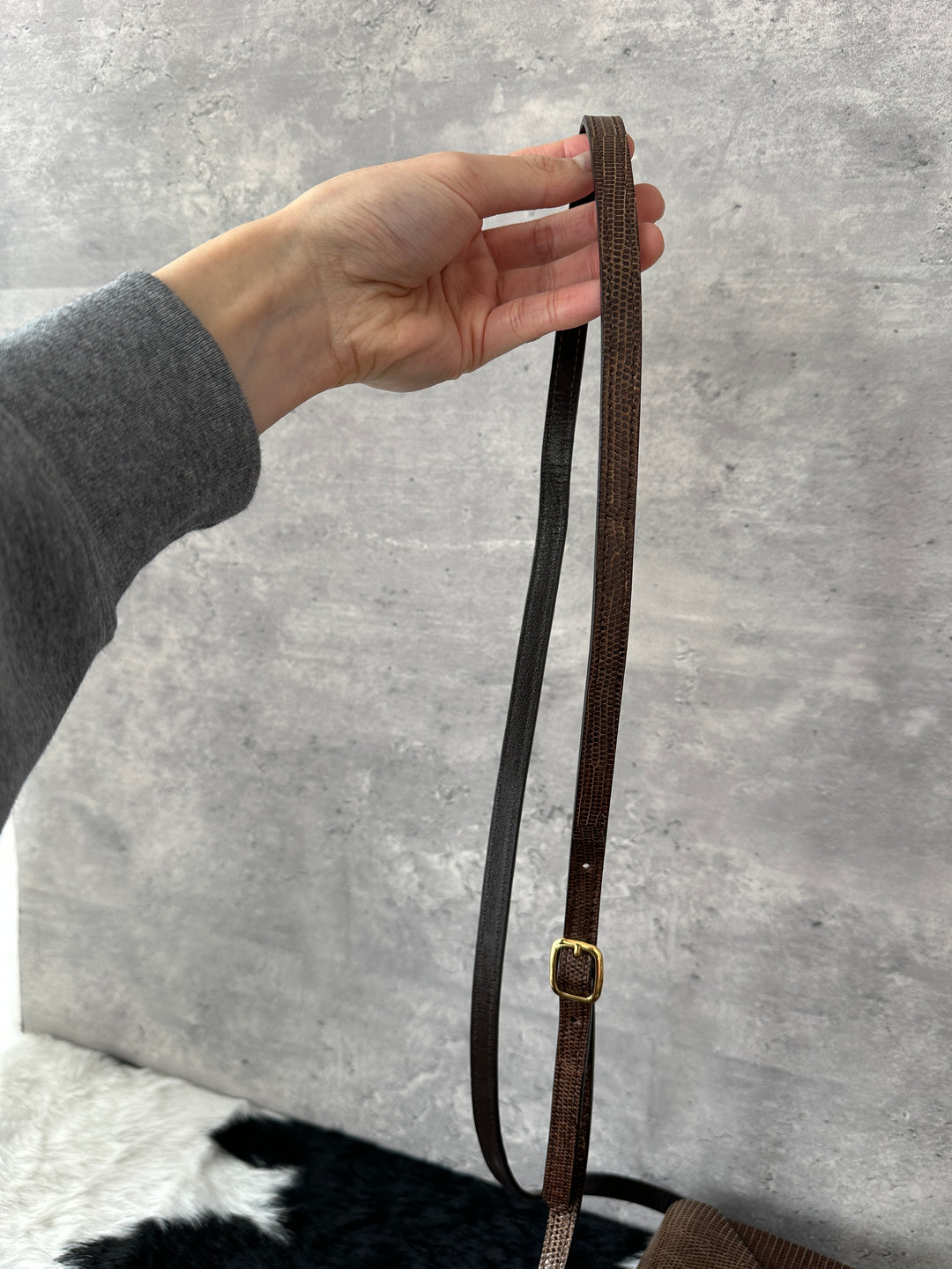 Yves Saint Laurent Lizard Leather Crossbody Bag 🤎🍫｜Rare Exotic Leather, Chocolate Brown, Vintage Treasure