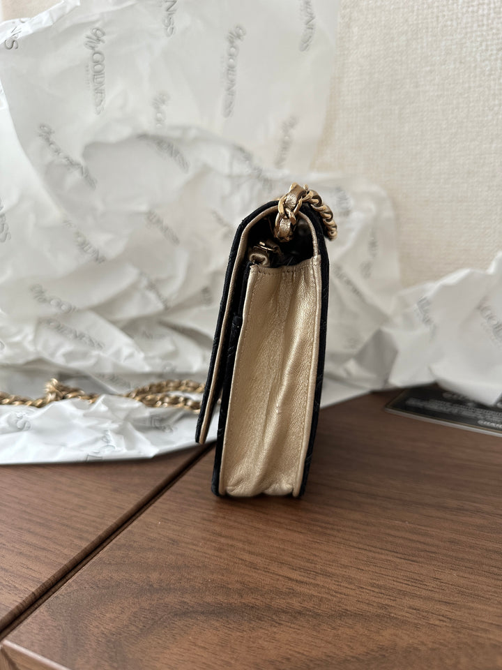 Chanel CC Mixed Leather WOC 🖤 | Classic with Champagne Chain Glow ✨