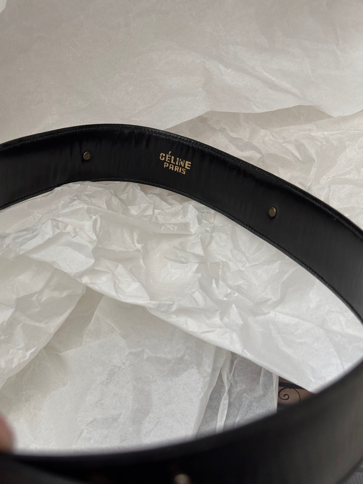 CELINE Carriage Motif Leather Belt 🖤✨ Rare 75cm