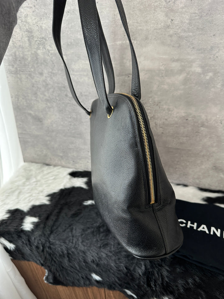 Chanel Double Gold Ball Shoulder Bag 🖤✨｜Rare Alma Shape, Caviar Leather, Work-Ready Capacity