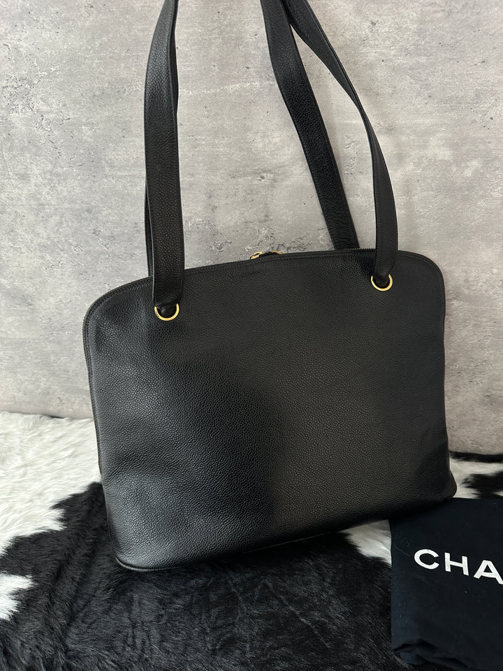 Chanel Double Gold Ball Shoulder Bag 🖤✨｜Rare Alma Shape, Caviar Leather, Work-Ready Capacity