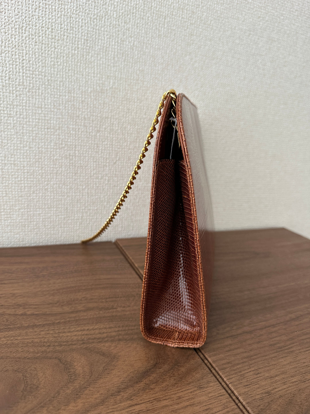 Salvatore Ferragamo Lizard Leather Chain Shoulder Bag 🤎✨ Excellent Condition | Timeless Elegance