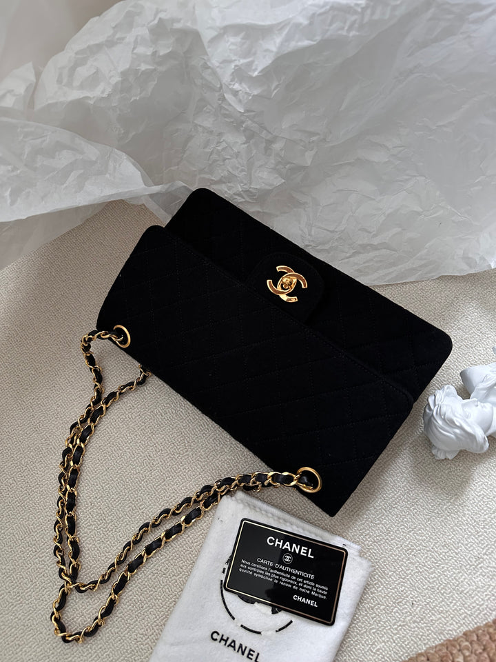 Chanel Fabric CF Double Flap 23cm 🖤✨ Timeless Classic in Rare Fabric