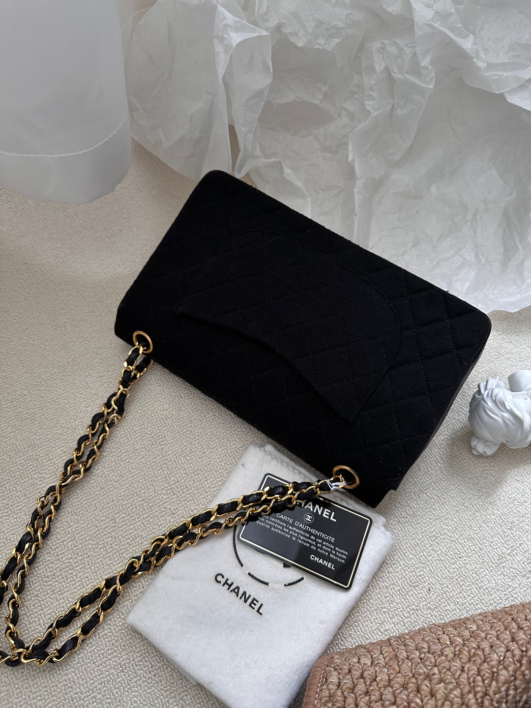 Chanel Fabric CF Double Flap 23cm 🖤✨ Timeless Classic in Rare Fabric