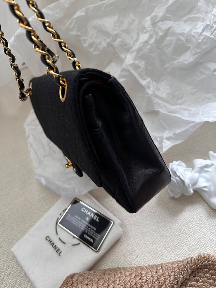 Chanel Fabric CF Double Flap 23cm 🖤✨ Timeless Classic in Rare Fabric