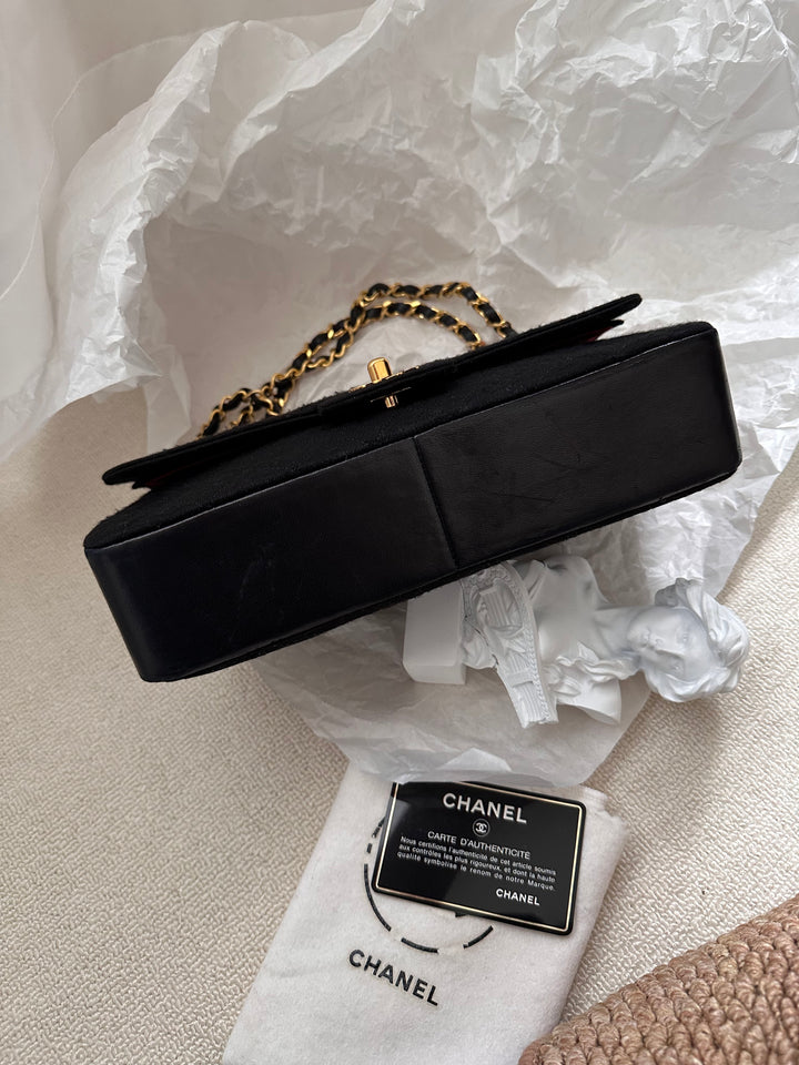 Chanel Fabric CF Double Flap 23cm 🖤✨ Timeless Classic in Rare Fabric