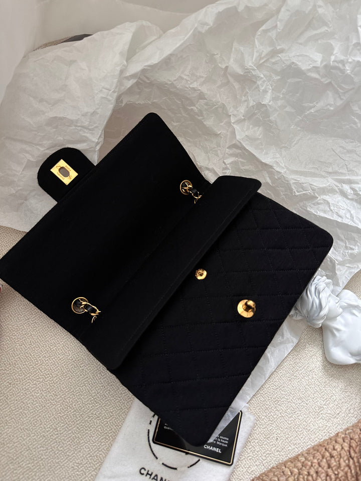 Chanel Fabric CF Double Flap 23cm 🖤✨ Timeless Classic in Rare Fabric